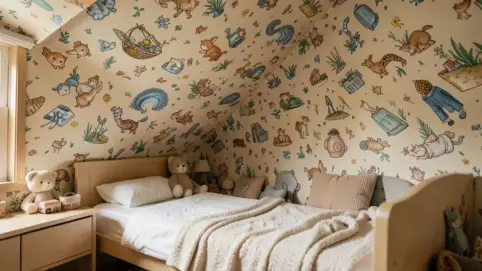 Tapeta na skosie w pokoju dziecka